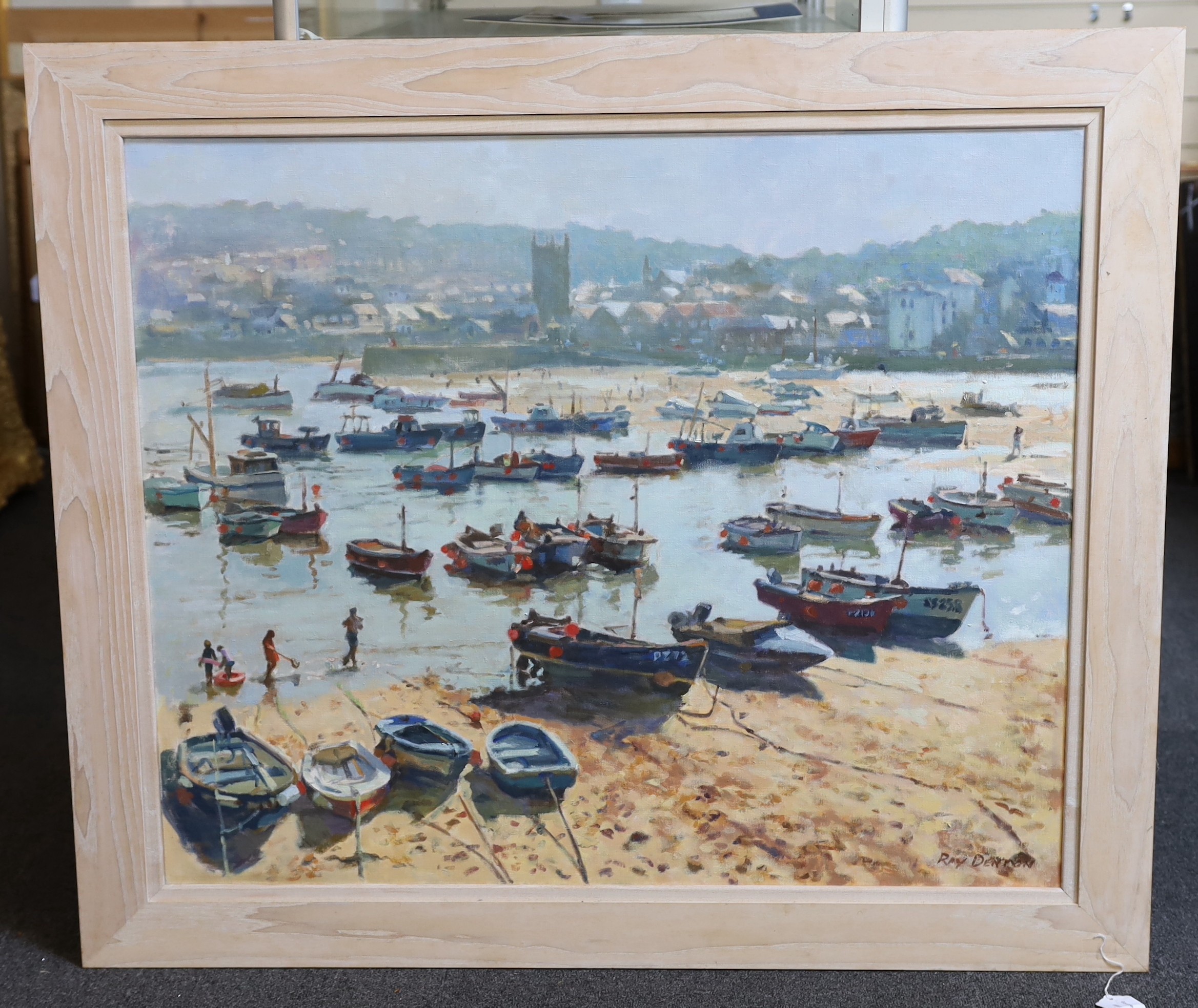 Ray Denton (b.1939), 'In the harbour, St. Ives', oil on canvas, 75 x 91cm